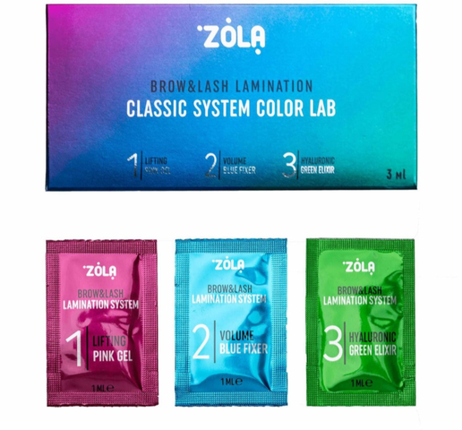 Набір складів для ламінування Zola Brow&Lash Lamination Classic System Color Lab 1 мл х 3шт
